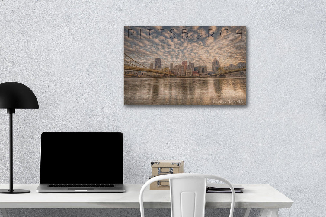 Pittsburgh, Pennsylvania, Skyline From the North Shore, Lantern Press Photography, Wood Signs and Postcards Wood Lantern Press 12 x 18 Wood Gallery Print 