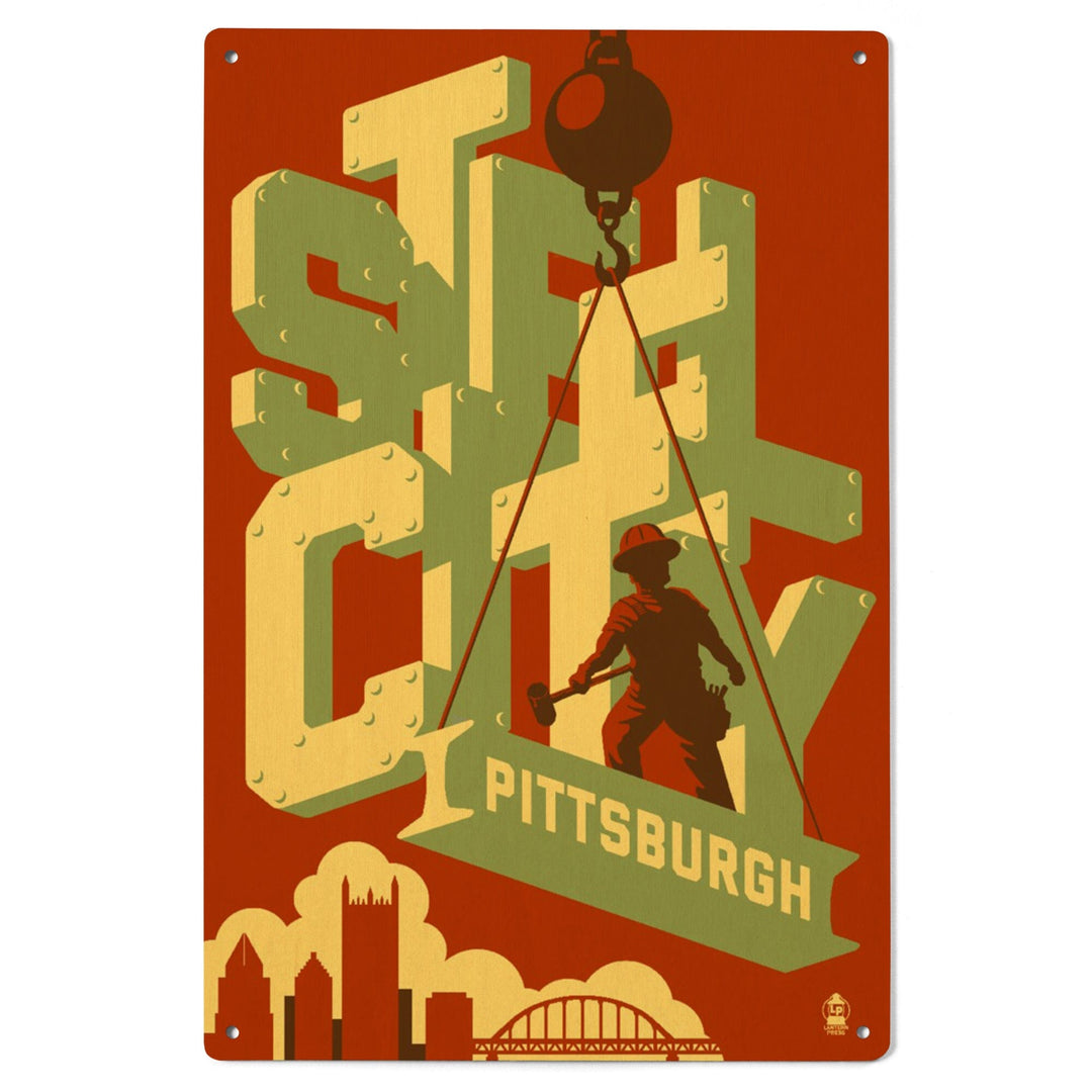 Pittsburgh, Pennsylvania, Steel City, Lantern Press Artwork, Wood Signs and Postcards Wood Lantern Press 