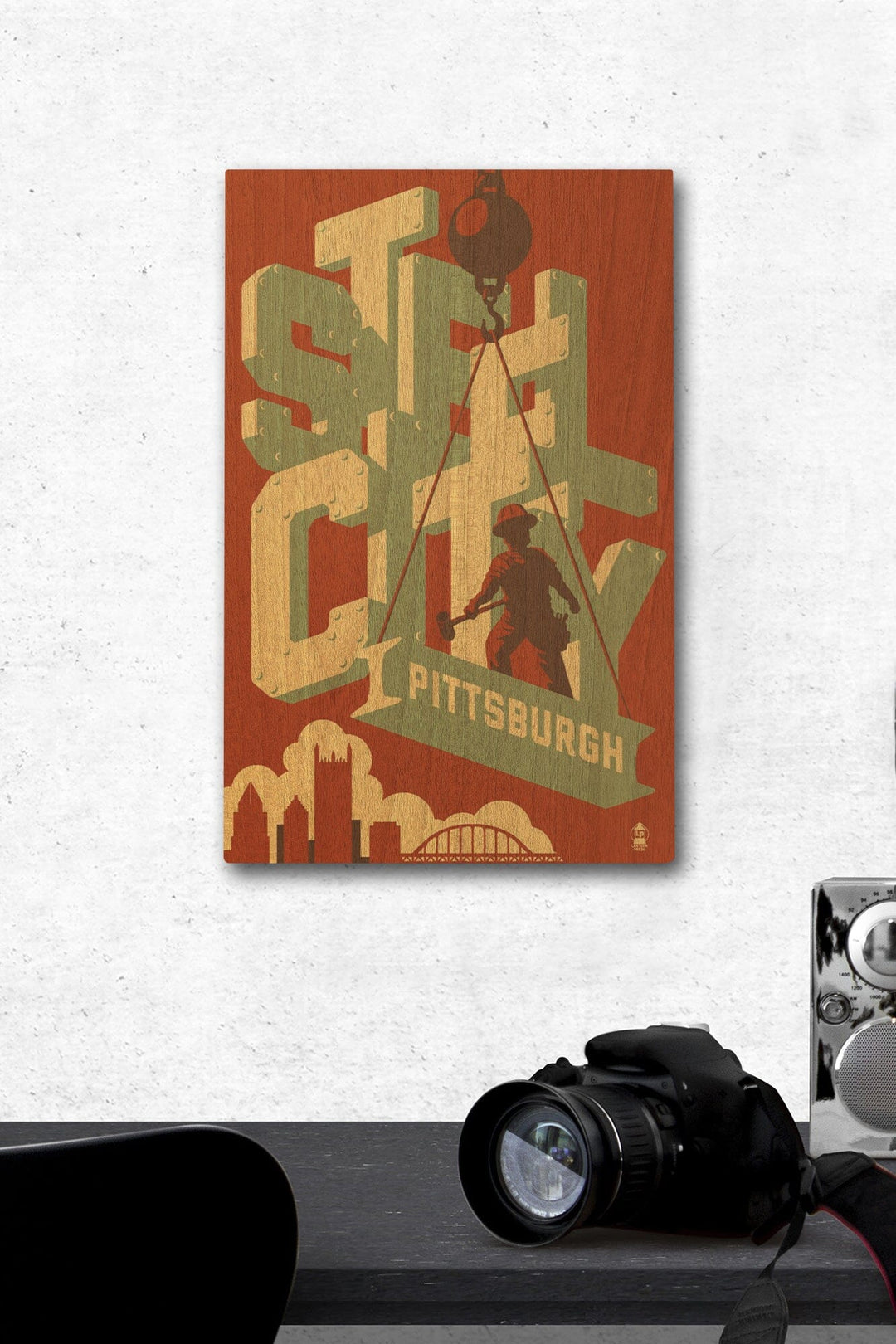 Pittsburgh, Pennsylvania, Steel City, Lantern Press Artwork, Wood Signs and Postcards Wood Lantern Press 12 x 18 Wood Gallery Print 
