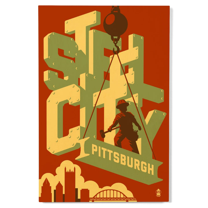 Pittsburgh, Pennsylvania, Steel City, Lantern Press Artwork, Wood Signs and Postcards Wood Lantern Press 