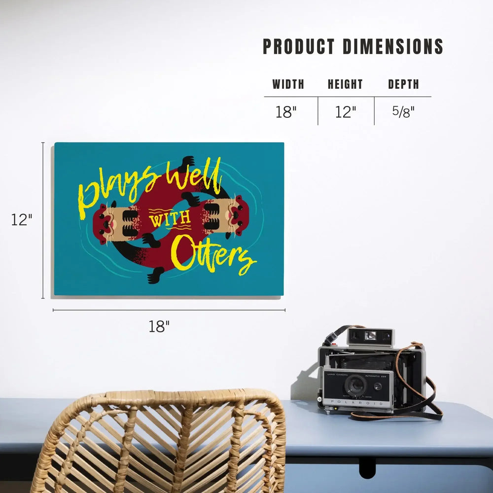 Plays Well With Otters, Otter Geometric, Lantern Press Artwork, Wood Signs and Postcards Wood Lantern Press 