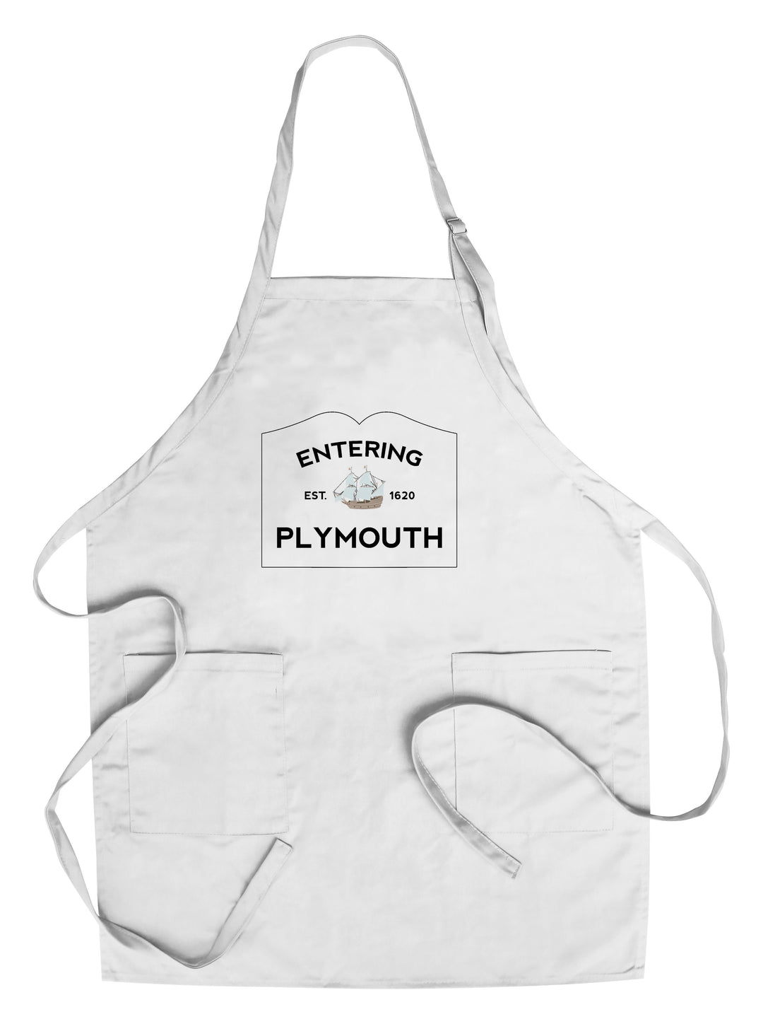 Plymouth, Massachusetts, Entering Plymouth, Weather Vane, Lantern Press Artwork, Towels and Aprons Kitchen Lantern Press Chef's Apron 