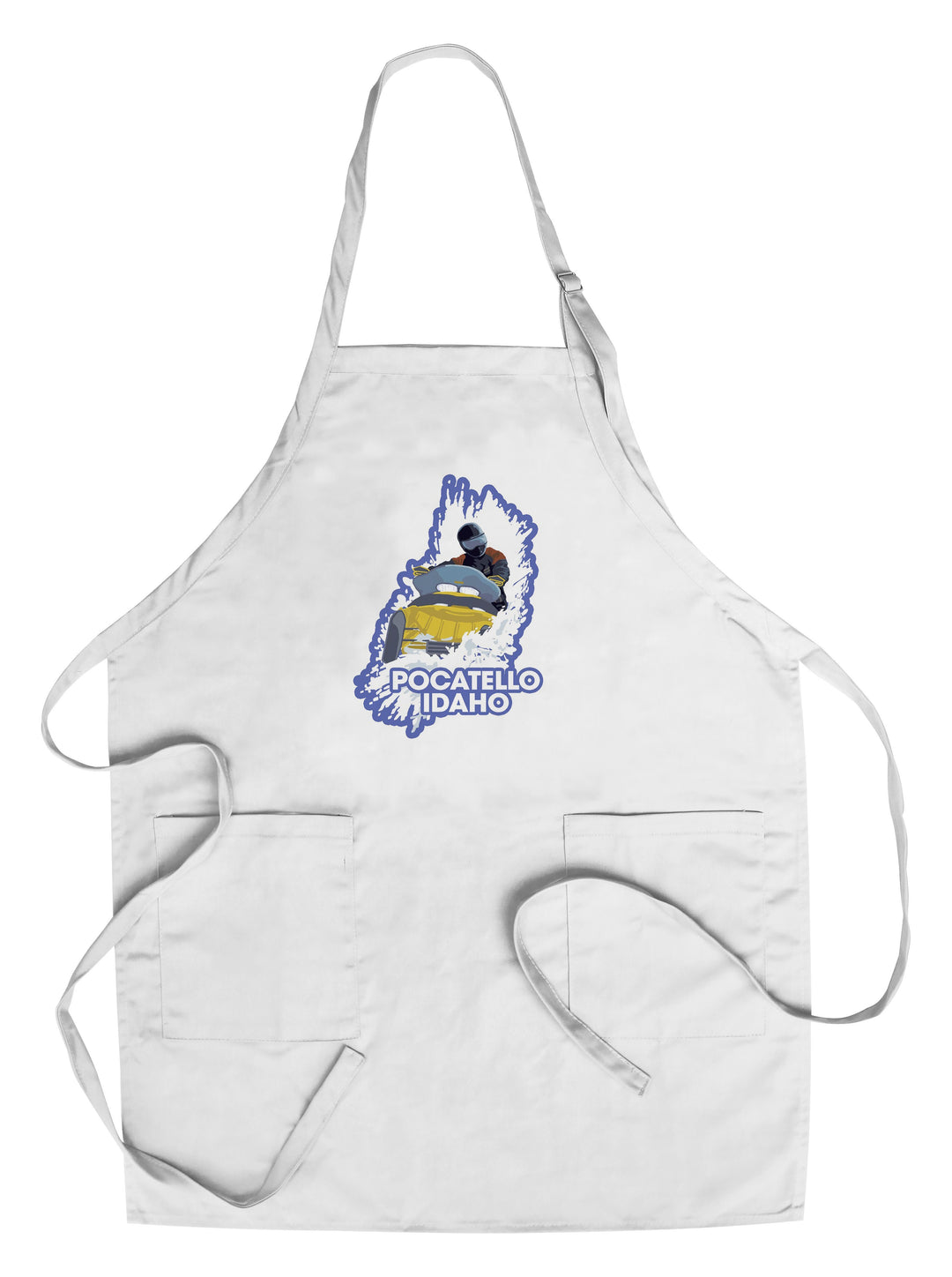 Pocatello, Idaho, Snowmobile Scene, Contour, Lantern Press Artwork, Towels and Aprons Kitchen Lantern Press Chef's Apron 