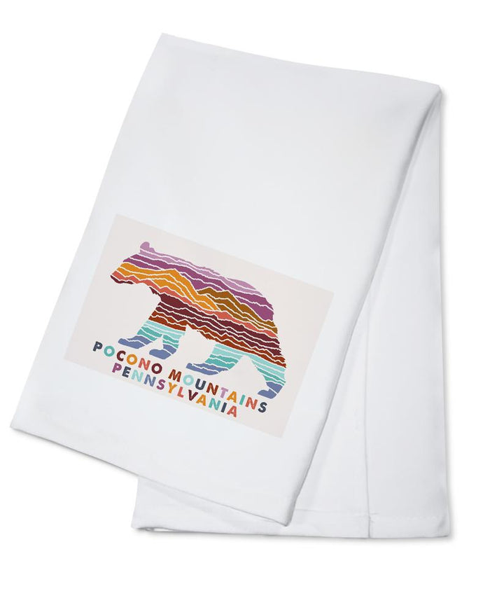 Pocono Mountains, Pennsylvania, Bear, Light Background, Lantern Press Artwork, Towels and Aprons Kitchen Lantern Press Cotton Towel 