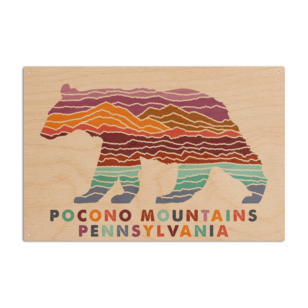 Pocono Mountains, Pennsylvania, Bear, Light Background, Lantern Press Artwork, Wood Signs and Postcards Wood Lantern Press 6x9 Wood Sign 