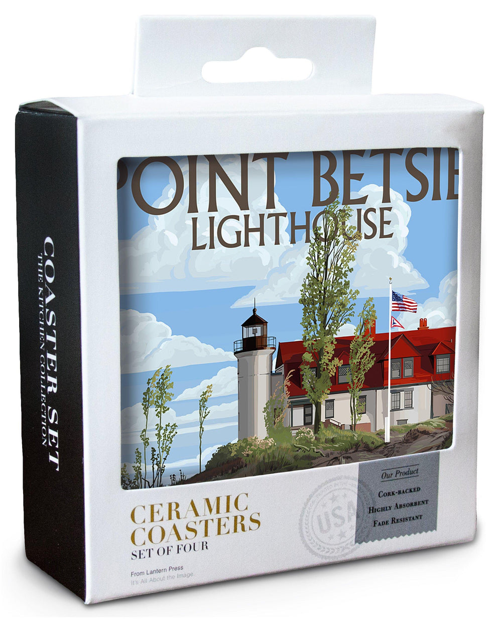 Point Betsie Lighthouse, Michigan, Lantern Press Artwork, Coaster Set Coasters Lantern Press 