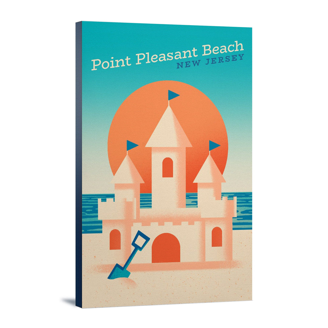 Point Pleasant Beach, New Jersey, Sun-faded Shoreline Collection, Sand Castle on Beach, Stretched Canvas Canvas Lantern Press 12x18 Stretched Canvas 