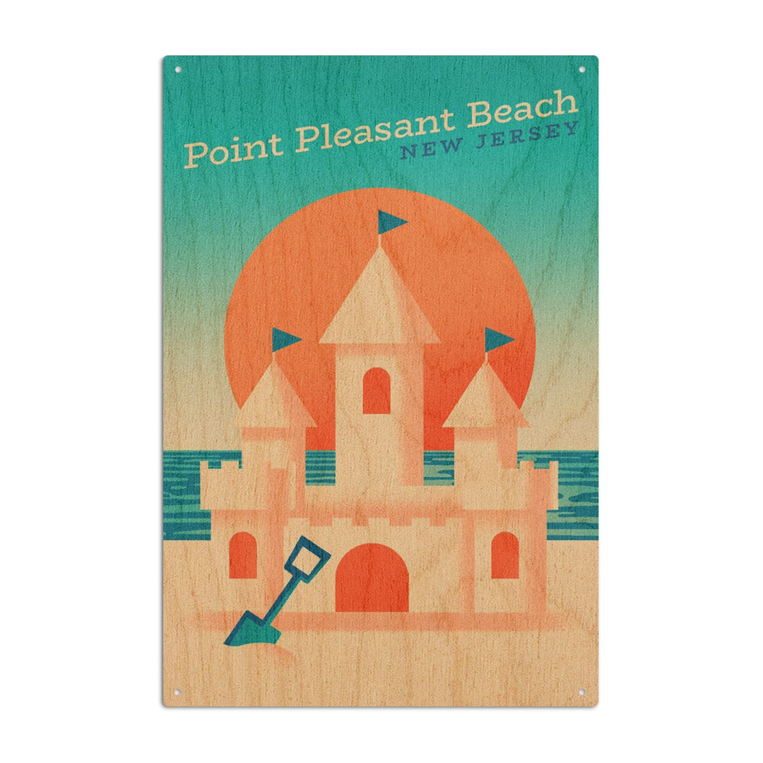 Point Pleasant Beach, New Jersey, Sun-faded Shoreline Collection, Sand Castle on Beach, Wood Signs and Postcards Wood Lantern Press 10 x 15 Wood Sign 