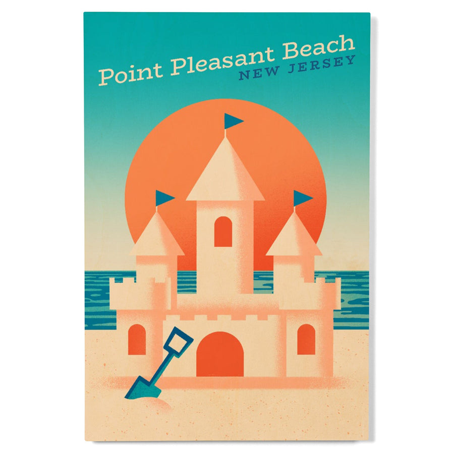 Point Pleasant Beach, New Jersey, Sun-faded Shoreline Collection, Sand Castle on Beach, Wood Signs and Postcards Wood Lantern Press 