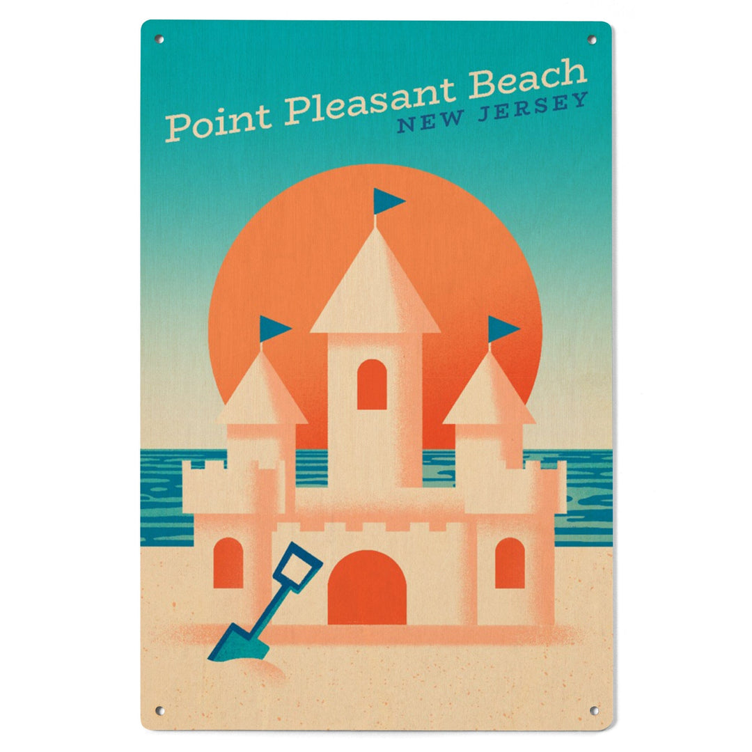 Point Pleasant Beach, New Jersey, Sun-faded Shoreline Collection, Sand Castle on Beach, Wood Signs and Postcards Wood Lantern Press 