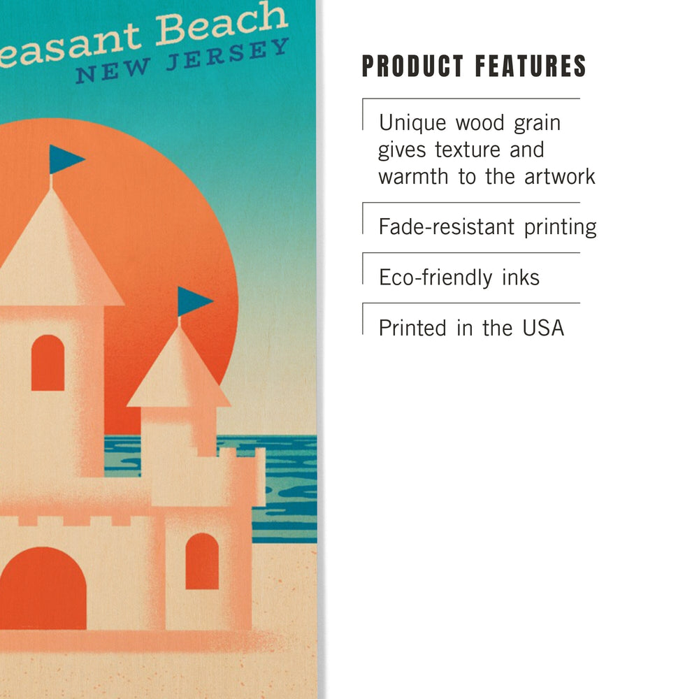 Point Pleasant Beach, New Jersey, Sun-faded Shoreline Collection, Sand Castle on Beach, Wood Signs and Postcards Wood Lantern Press 