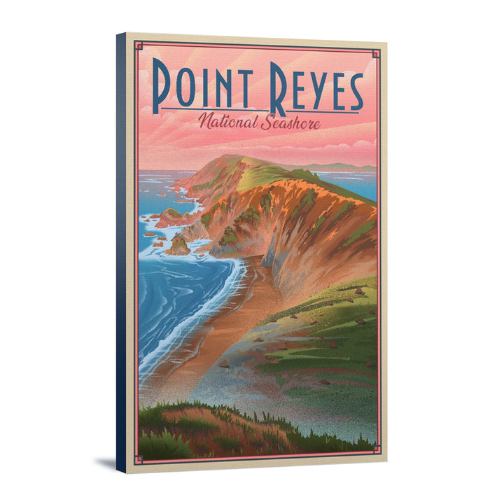 Point Reyes National Seashore, California, Lithograph, Lantern Press Artwork, Stretched Canvas Canvas Lantern Press 12x18 Stretched Canvas 