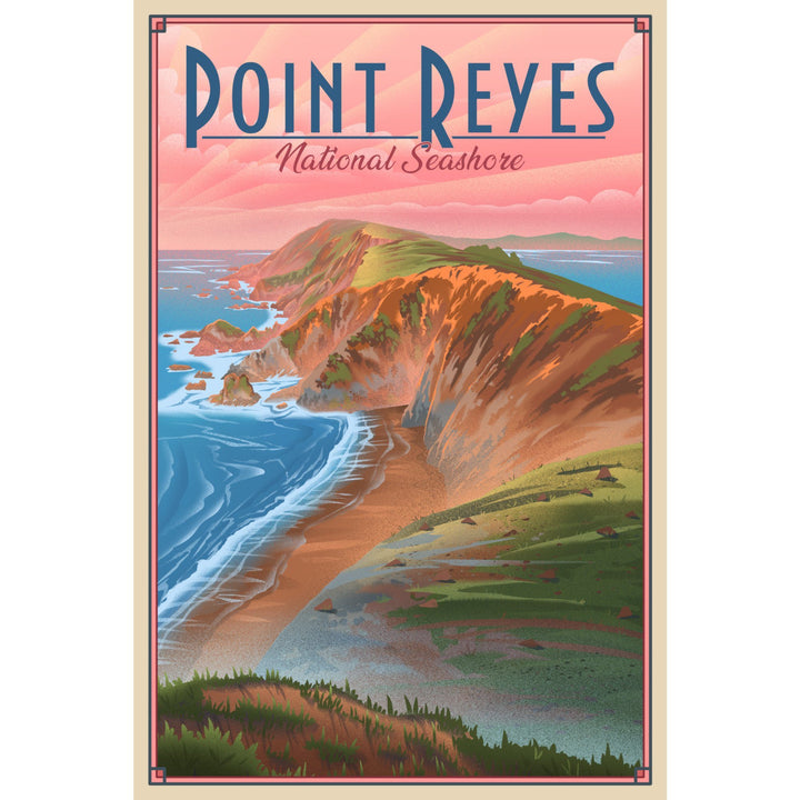 Point Reyes National Seashore, California, Lithograph, Lantern Press Artwork, Stretched Canvas Canvas Lantern Press 