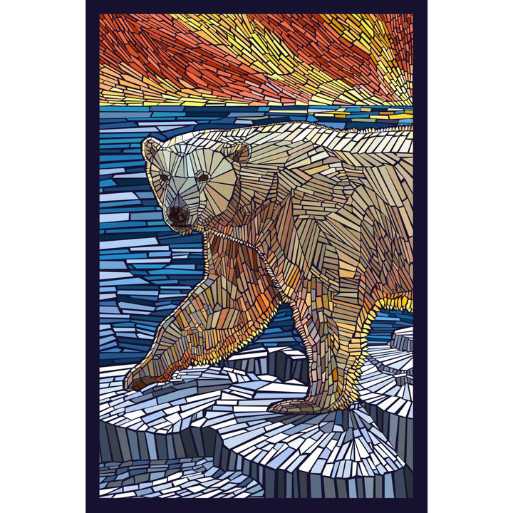 Polar Bear, Paper Mosaic, Lantern Press Poster, Stretched Canvas Canvas Lantern Press 