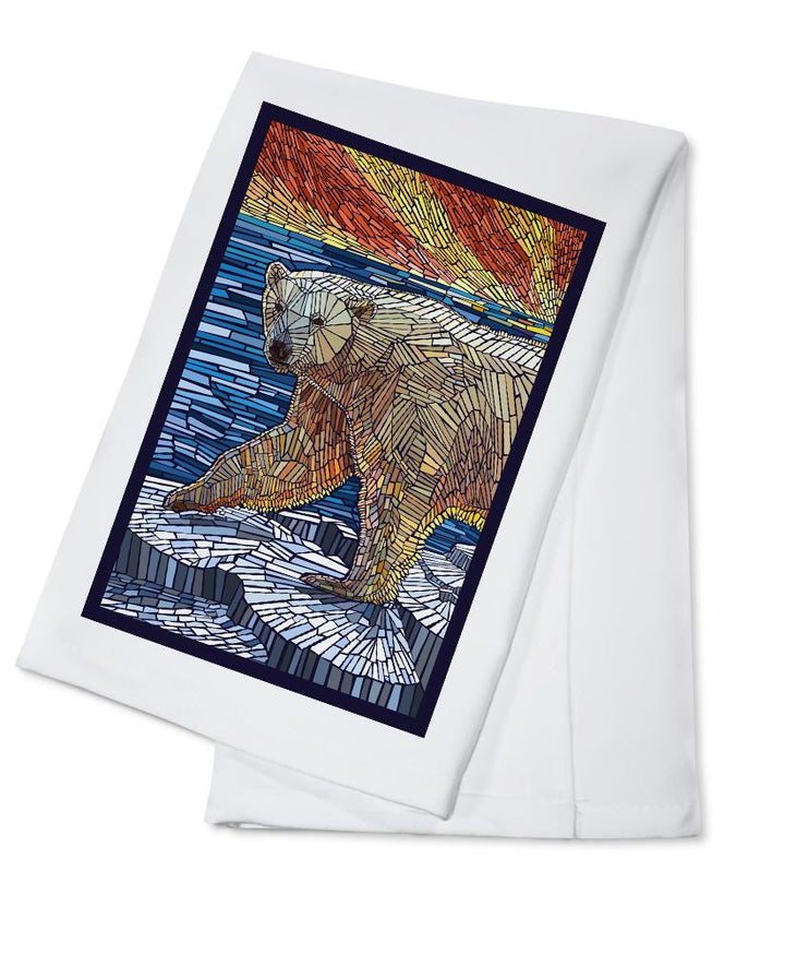 Polar Bear, Paper Mosaic, Lantern Press Poster, Towels and Aprons Kitchen Lantern Press Cotton Towel 