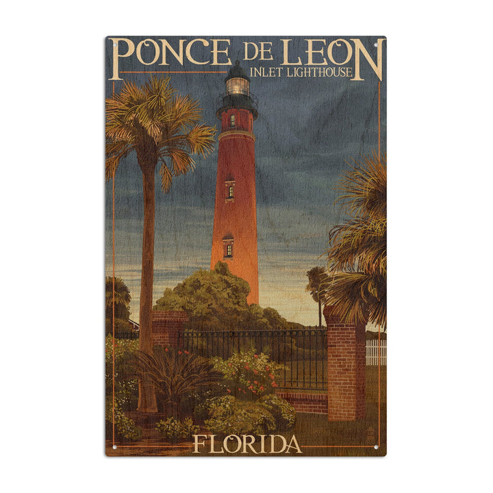 Ponce De Leon Inlet Lighthouse, Florida, Dusk Scene, Lantern Press Artwork, Wood Signs and Postcards Wood Lantern Press 10 x 15 Wood Sign 