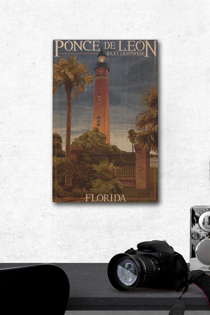 Ponce De Leon Inlet Lighthouse, Florida, Dusk Scene, Lantern Press Artwork, Wood Signs and Postcards Wood Lantern Press 12 x 18 Wood Gallery Print 