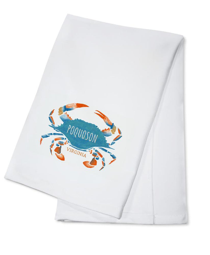 Poquoson, Virginia, Blue Crab, Watercolor, Lantern Press Artwork, Towels and Aprons Kitchen Lantern Press Cotton Towel 