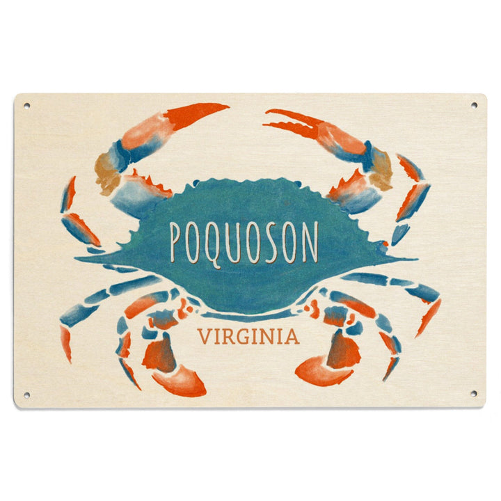 Poquoson, Virginia, Blue Crab, Watercolor, Lantern Press Artwork, Wood Signs and Postcards Wood Lantern Press 