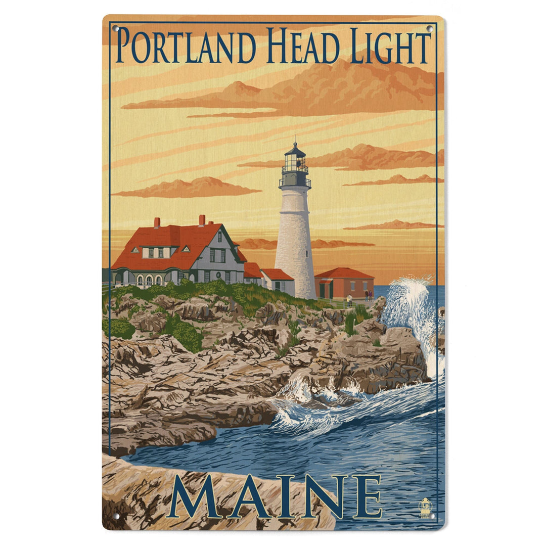 Portland, Maine, Portland Head Light, Lantern Press Artwork, Wood Signs and Postcards Wood Lantern Press 
