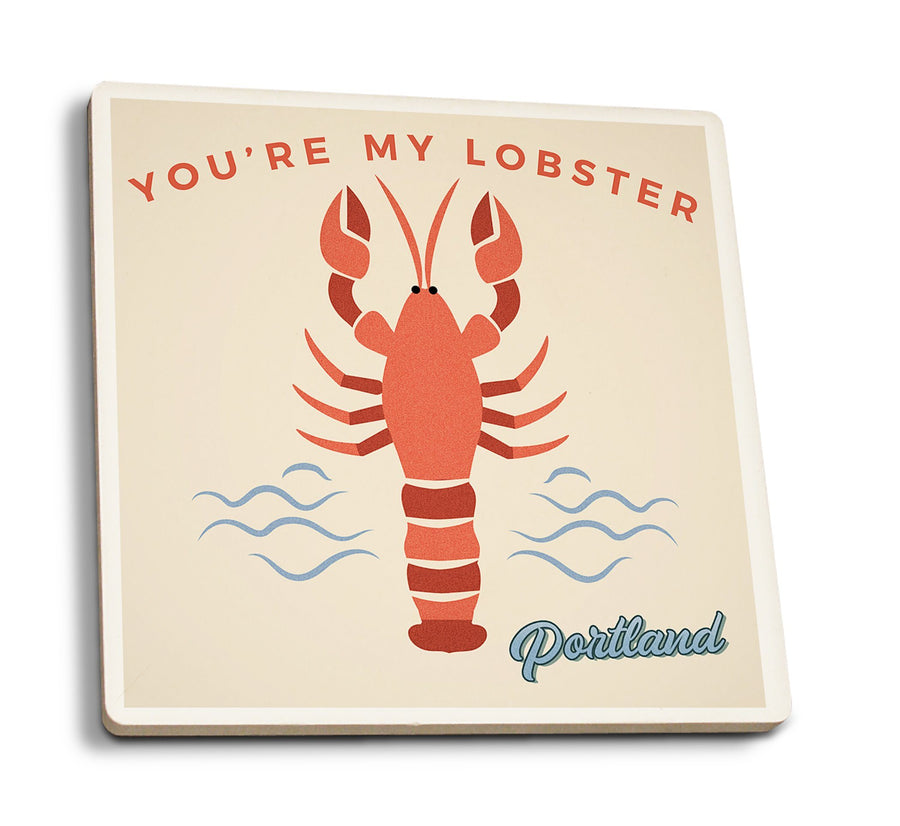 Portland, Maine, You're My Lobster, Color Block, Lantern Press Artwork, Coaster Set Coasters Lantern Press 