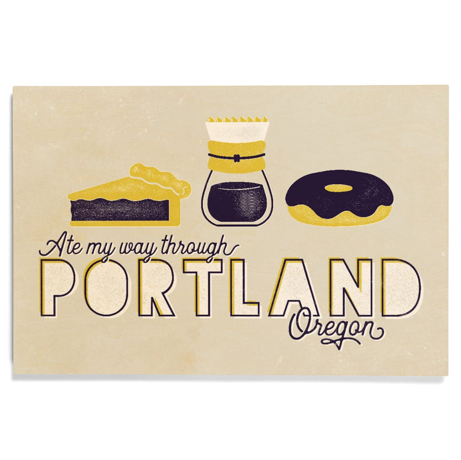 Portland, Oregon, Ate My Way Collection, Menu Sentiment, Wood Signs and Postcards Wood Lantern Press 