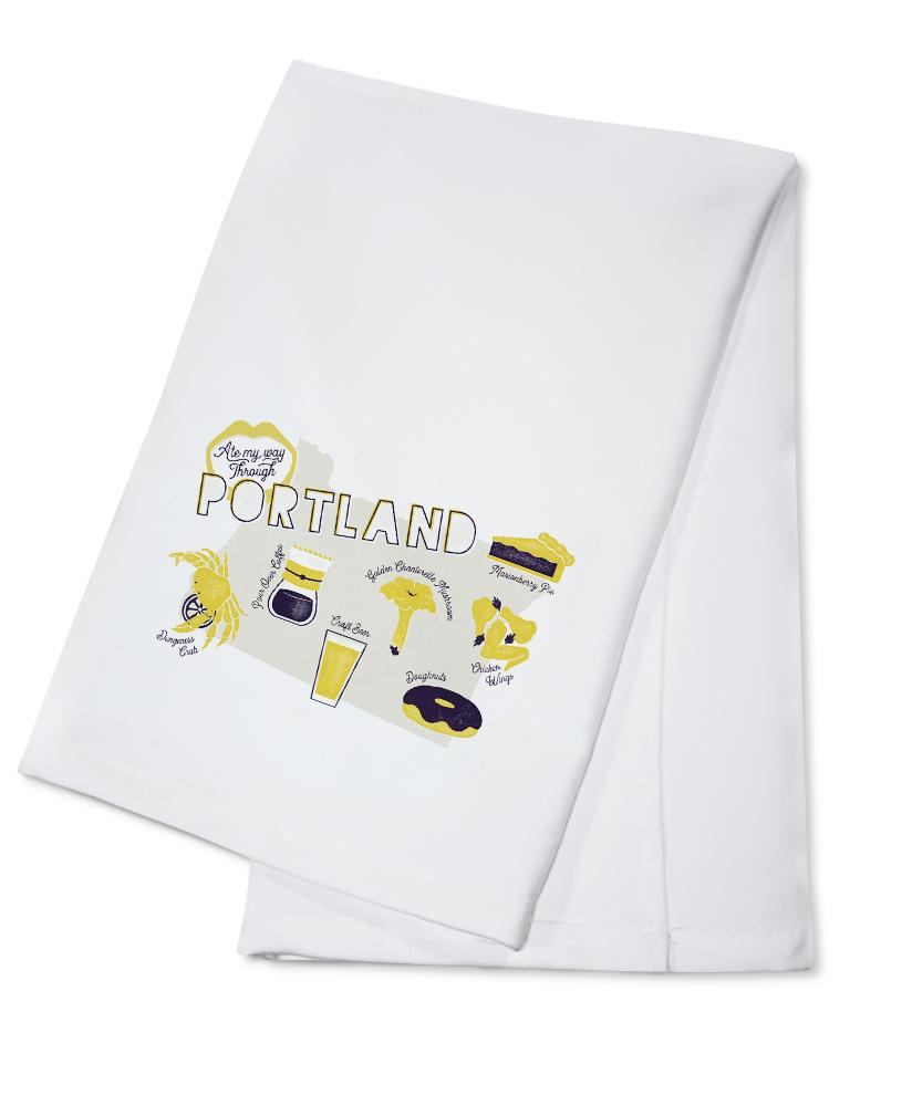 Portland, Oregon, Ate My Way Collection, State Menu, Towels and Aprons Kitchen Lantern Press Cotton Towel 