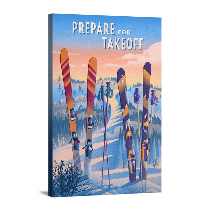 Prepare for Takeoff, Skis In Snowbank Canvas Lantern Press 