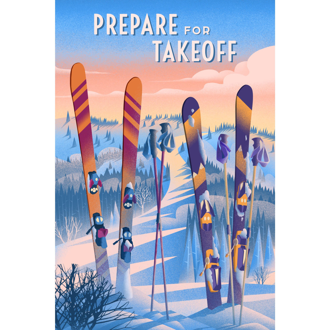 Prepare for Takeoff, Skis In Snowbank Canvas Lantern Press 