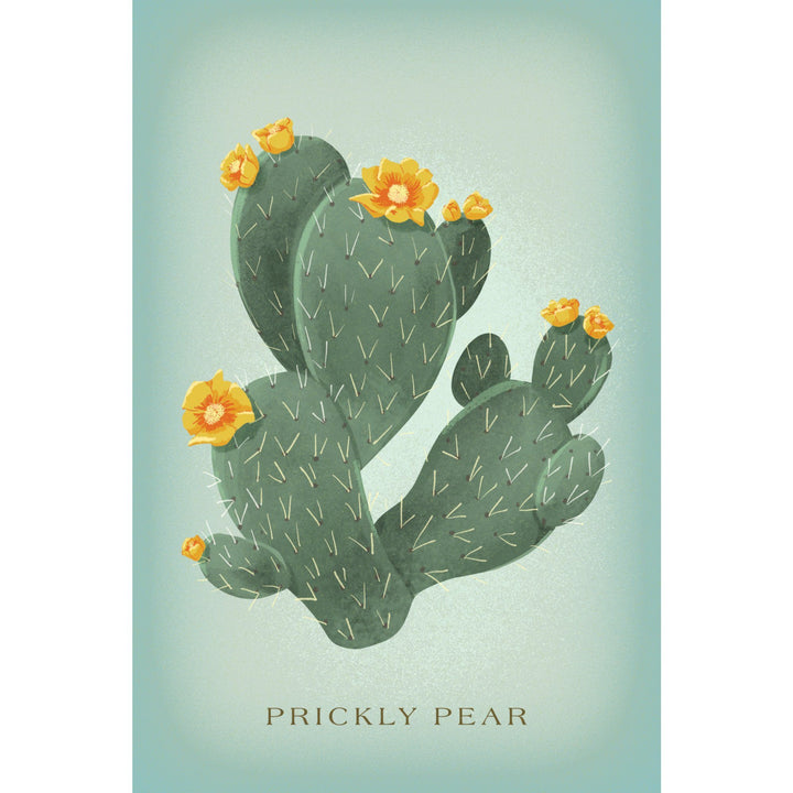 Prickly Pear with Yellow Flowers, Vintage Flora, Lantern Press Artwork, Stretched Canvas Canvas Lantern Press 