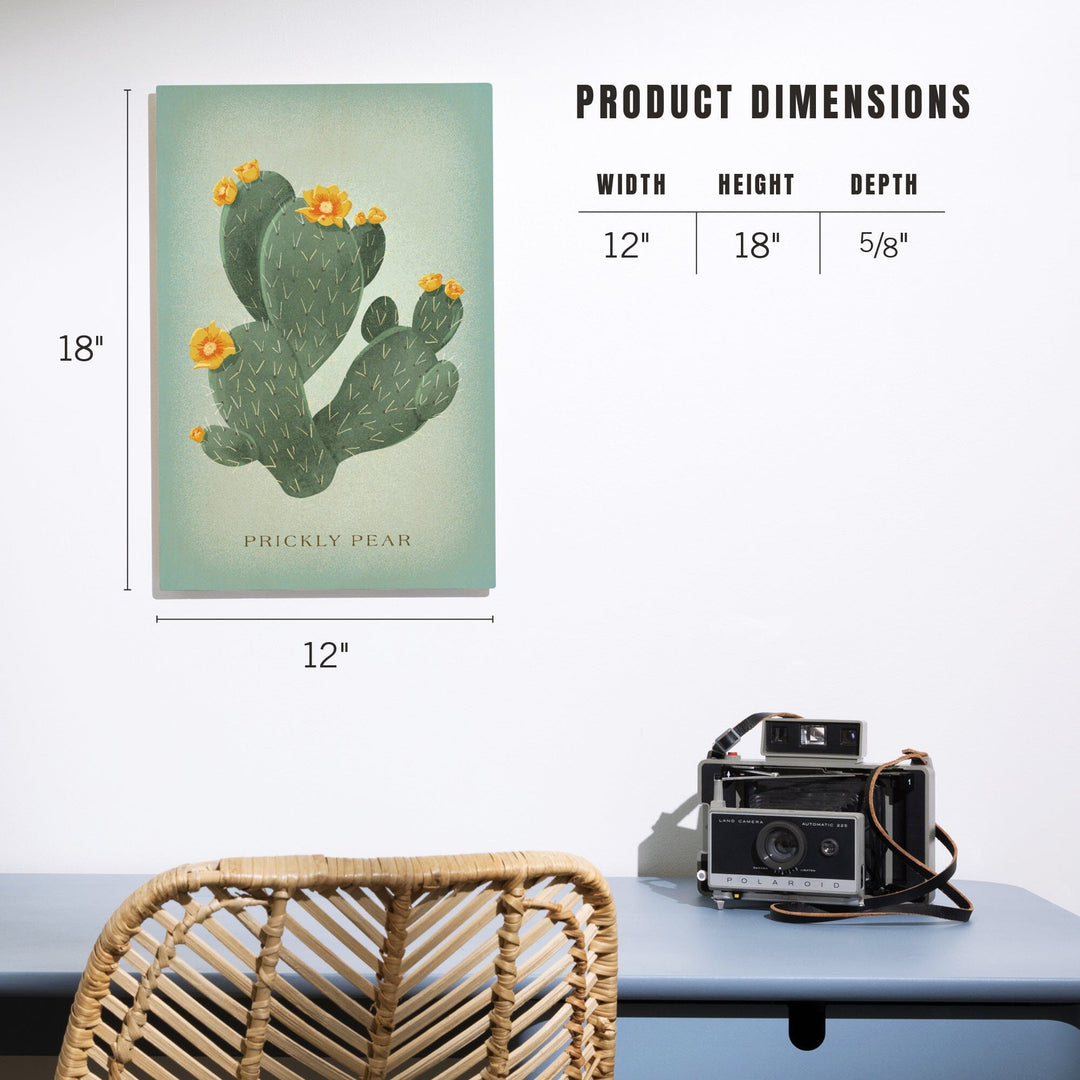 Prickly Pear with Yellow Flowers, Vintage Flora, Lantern Press Artwork, Wood Signs and Postcards Wood Lantern Press 