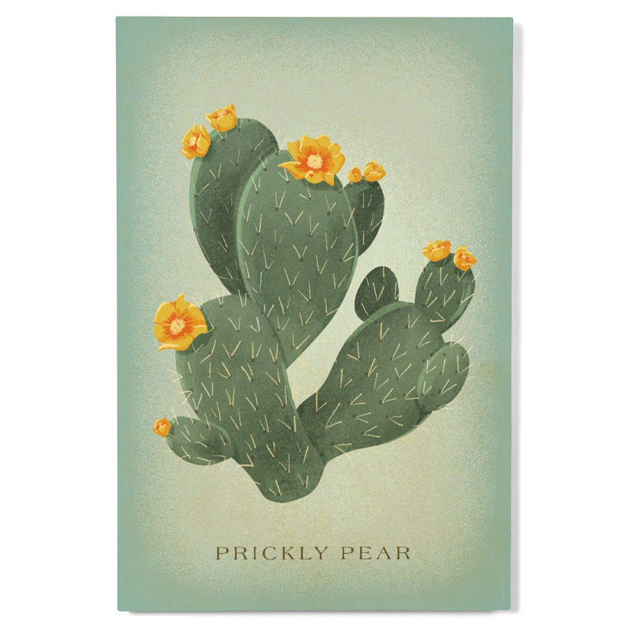 Prickly Pear with Yellow Flowers, Vintage Flora, Lantern Press Artwork, Wood Signs and Postcards Wood Lantern Press 
