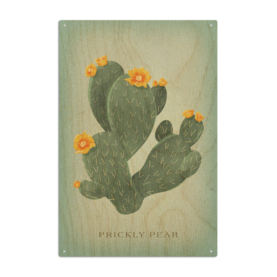 Prickly Pear with Yellow Flowers, Vintage Flora, Lantern Press Artwork, Wood Signs and Postcards Wood Lantern Press 6x9 Wood Sign 