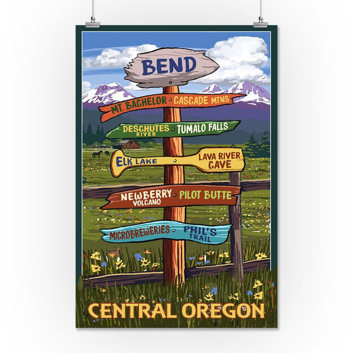 Prints (Bend, Central Oregon, Destination Signpost, Lantern Press Artwork) Decor-Prints Lantern Press 16 x 24 Giclee Print 