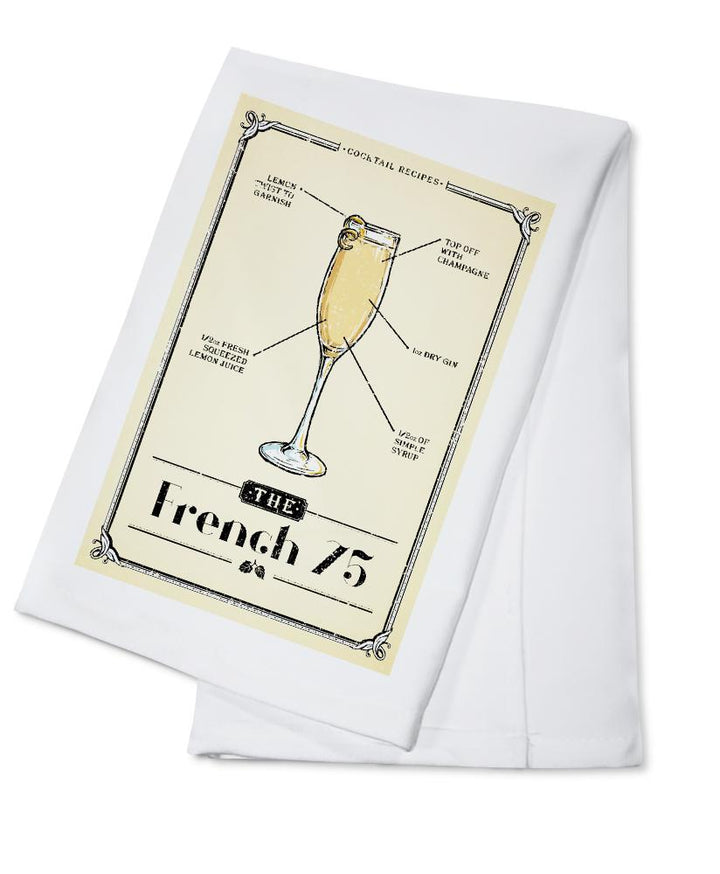Prohibition, Cocktail Recipe, French 75, Lantern Press Artwork, Towels and Aprons Kitchen Lantern Press Cotton Towel 