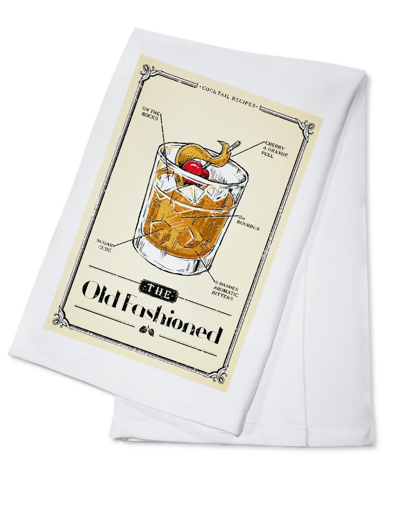 Prohibition, Cocktail Recipe, Old Fashioned, Lantern Press Artwork, Towels and Aprons Kitchen Lantern Press Cotton Towel 