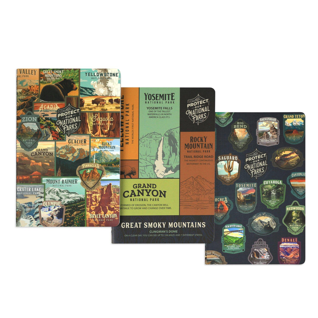 Protect Our National Parks, 3-Pack Journal Set with Unique Artwork on Each Cover postcard packs Lantern Press 