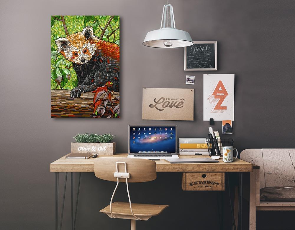 Red Panda, Mosaic, Lantern Press Artwork, Stretched Canvas Canvas Lantern Press 