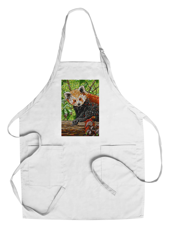 Red Panda, Mosaic, Lantern Press Artwork, Towels and Aprons Kitchen Lantern Press Chef's Apron 