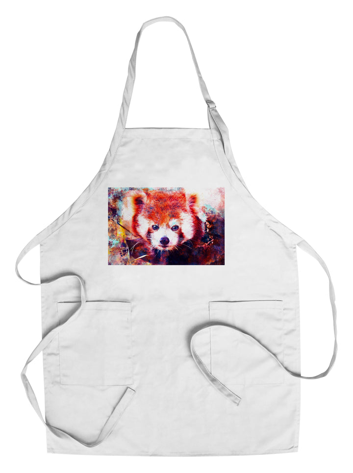 Red Panda, Vibrant Watercolor, Lantern Press Artwork, Towels and Aprons Kitchen Lantern Press Chef's Apron 