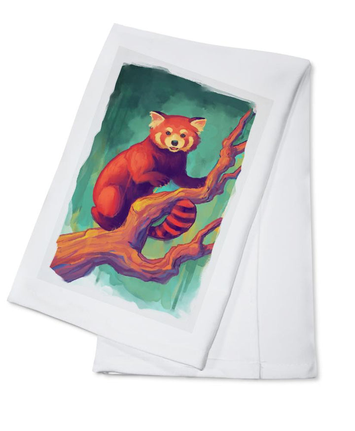 Red Panda, Vivid, Lantern Press Artwork, Towels and Aprons Kitchen Lantern Press Cotton Towel 