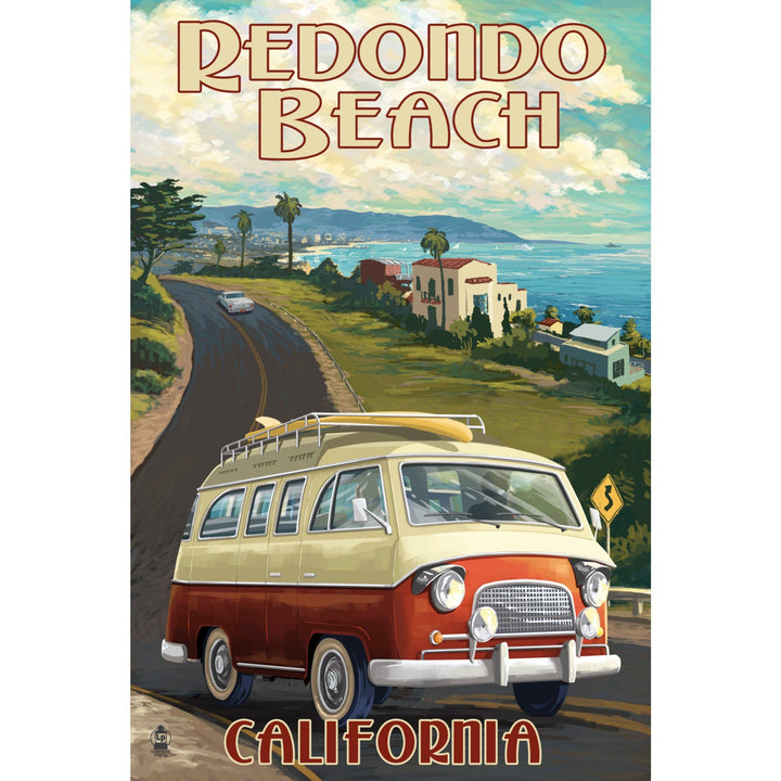 Redondo Beach, California, Camper Van, Lantern Press Artwork, Stretched Canvas Canvas Lantern Press 
