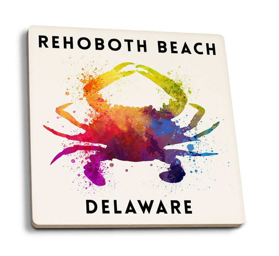 Rehoboth Beach, Delaware, Blue Crab, Abstract Watercolor, Lantern Press Artwork, Coaster Set Coasters Lantern Press 