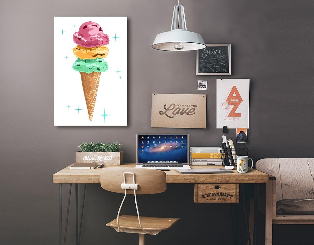 Retro Ice Cream Cone, Lantern Press Artwork, Stretched Canvas Canvas Lantern Press 