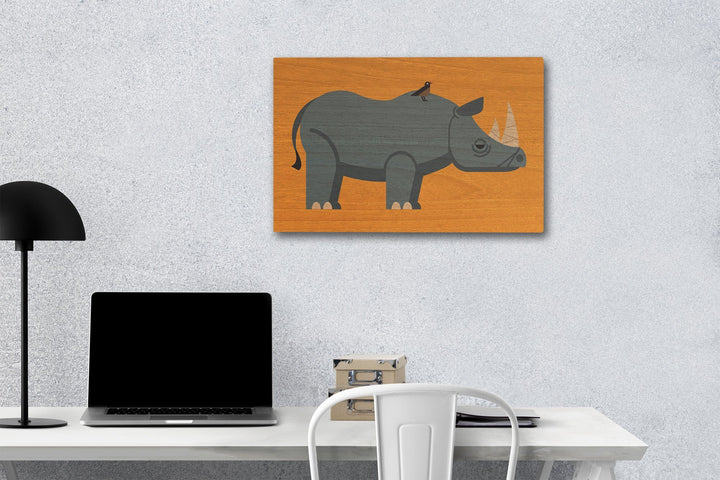 Rhino, Geometric, Contour, Lantern Press Artwork, Wood Signs and Postcards Wood Lantern Press 