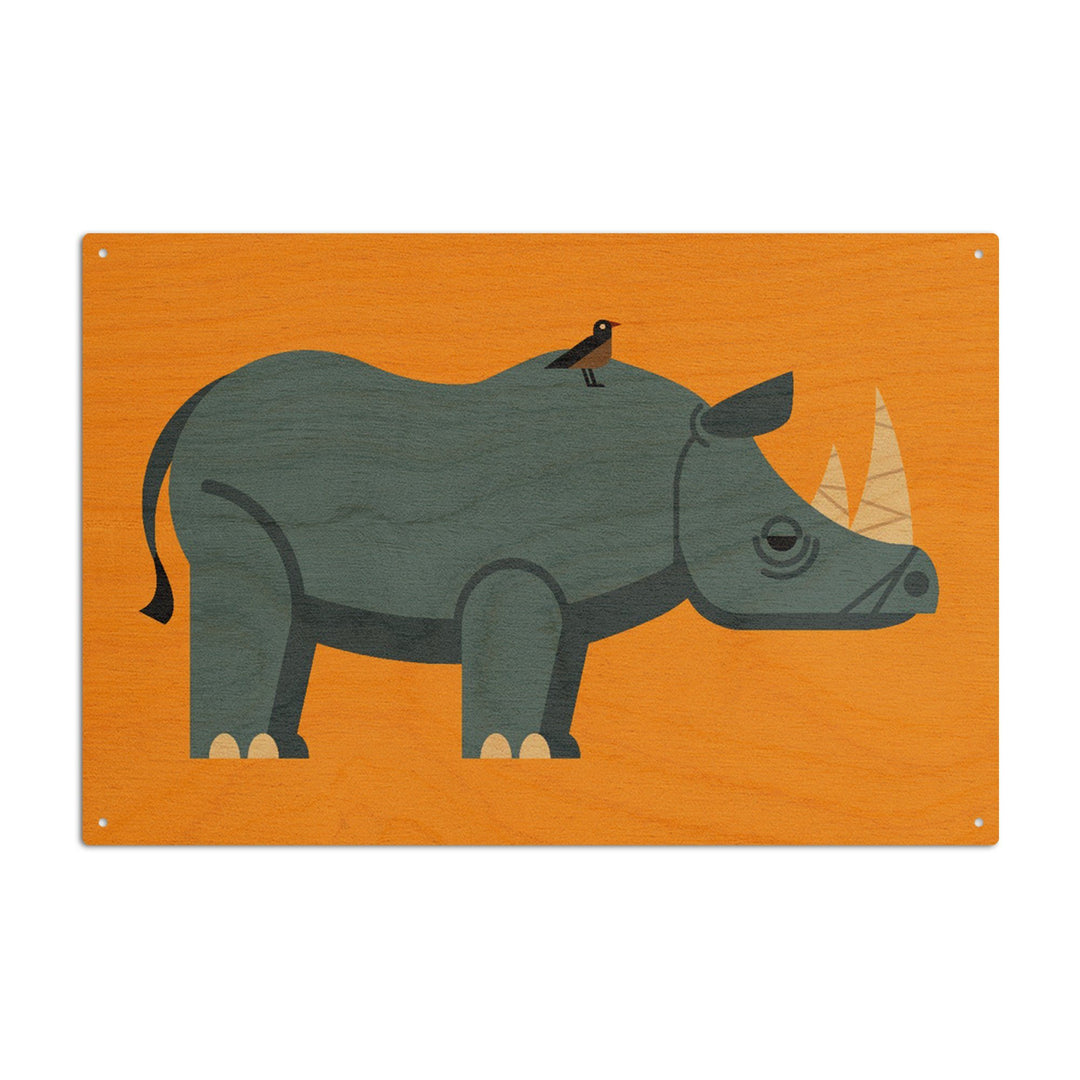 Rhino, Geometric, Contour, Lantern Press Artwork, Wood Signs and Postcards Wood Lantern Press 6x9 Wood Sign 