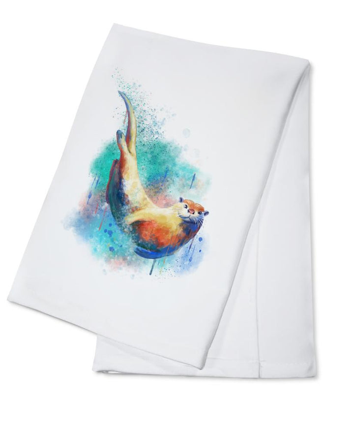 River Otter, Watercolor, Lantern Press Artwork, Towels and Aprons Kitchen Lantern Press Cotton Towel 