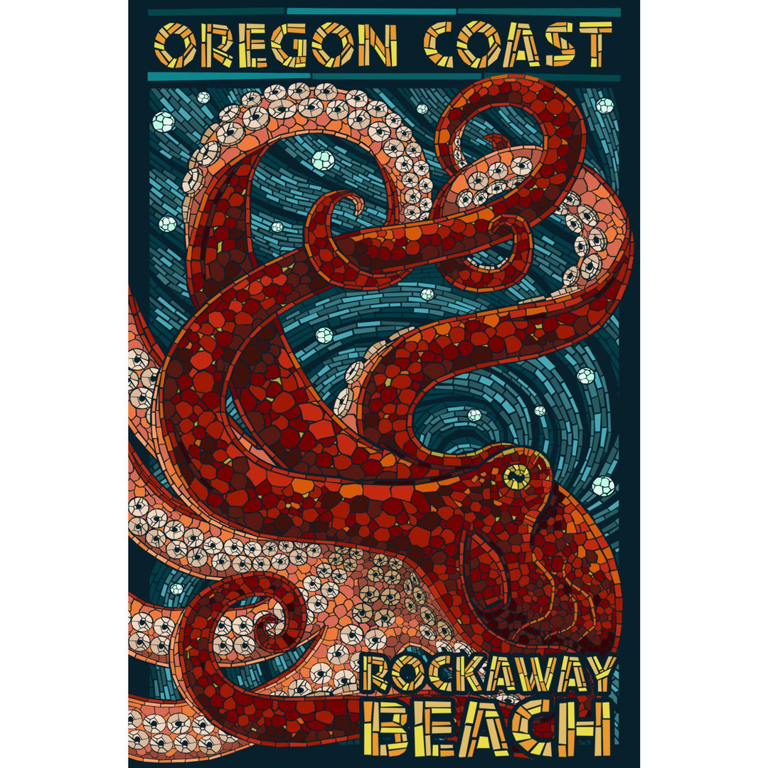 Rockaway Beach, Oregon, Mosaic Octopus, Lantern Press Poster, Ceramic Mug Mugs Lantern Press 