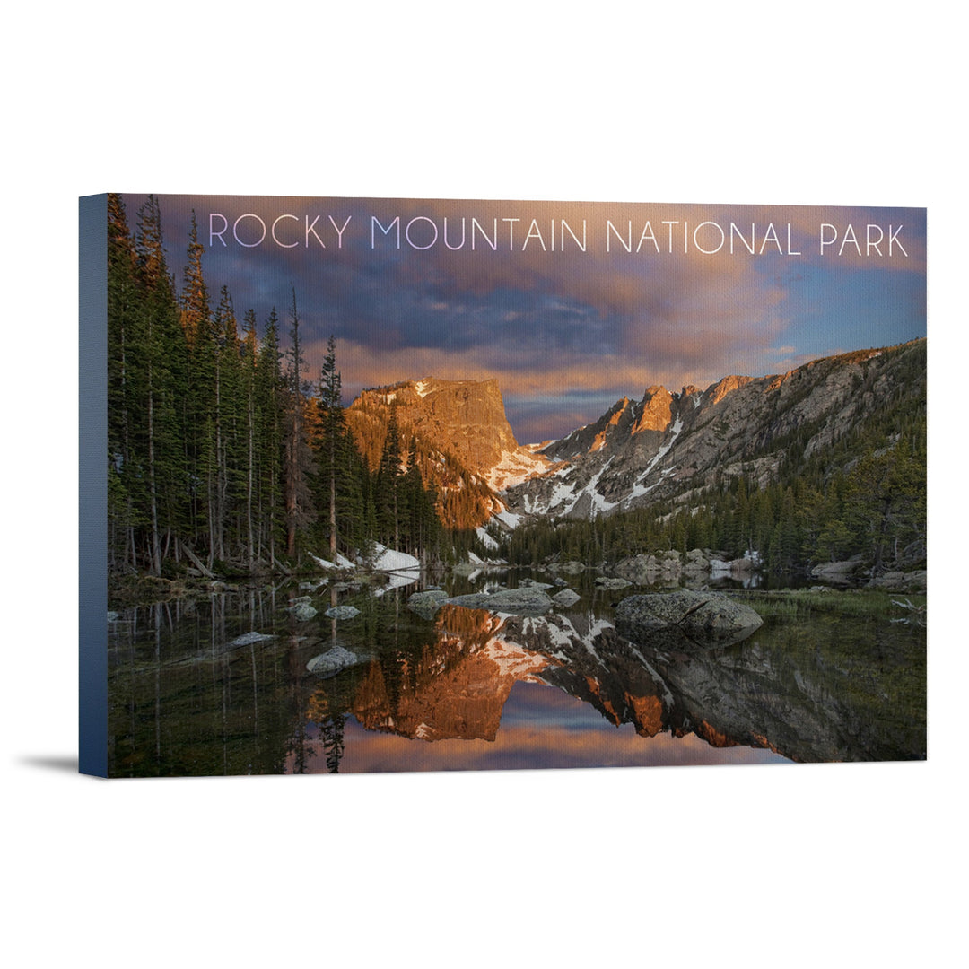Rocky Mountain National Park, Colorado, Dream Lake Sunset, Lantern Press Photography, Stretched Canvas Canvas Lantern Press 12x18 Stretched Canvas 