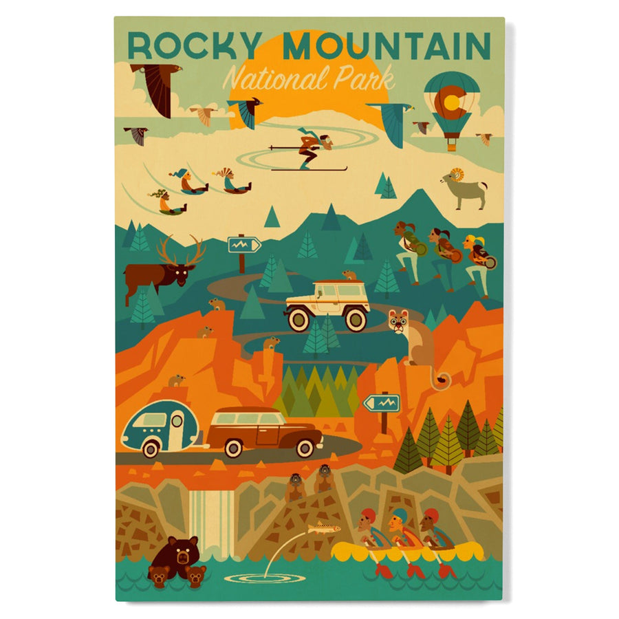 Rocky Mountain National Park, Colorado, Geometric National Park Series, Lantern Press Artwork, Wood Signs and Postcards Wood Lantern Press 
